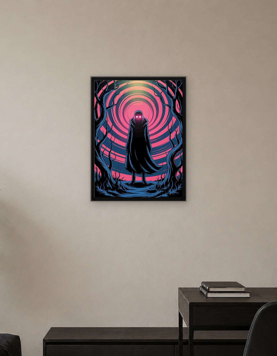 Hooded Figure in Eerie Forest
