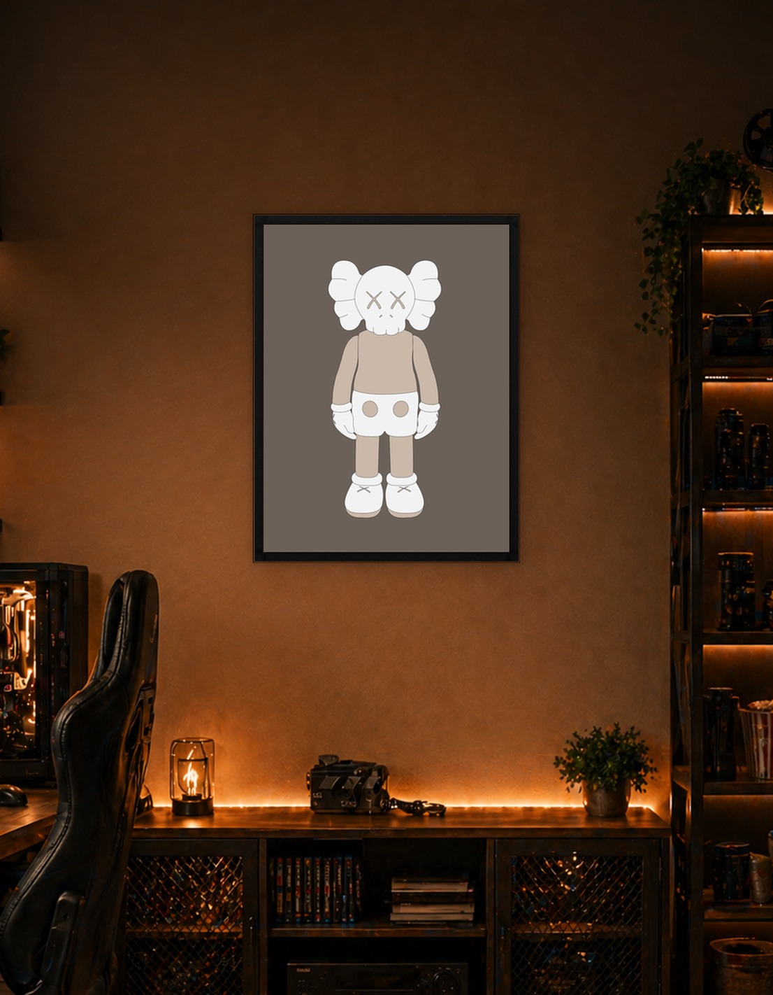 Kaws figurine brown white