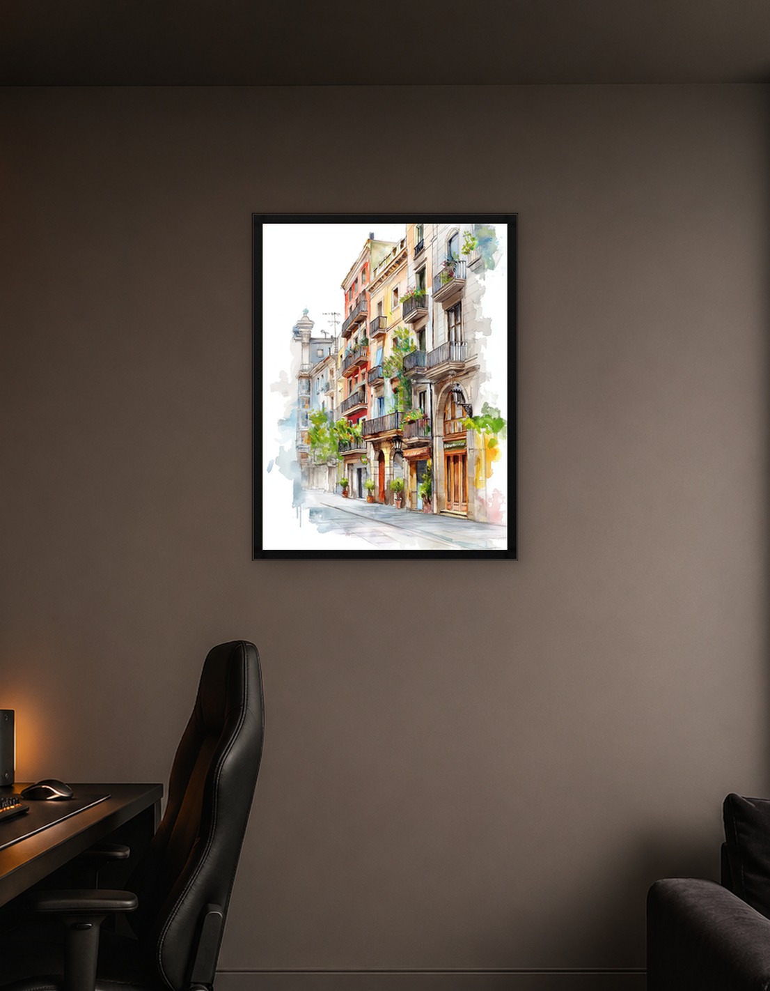 Watercolor European Street Scene