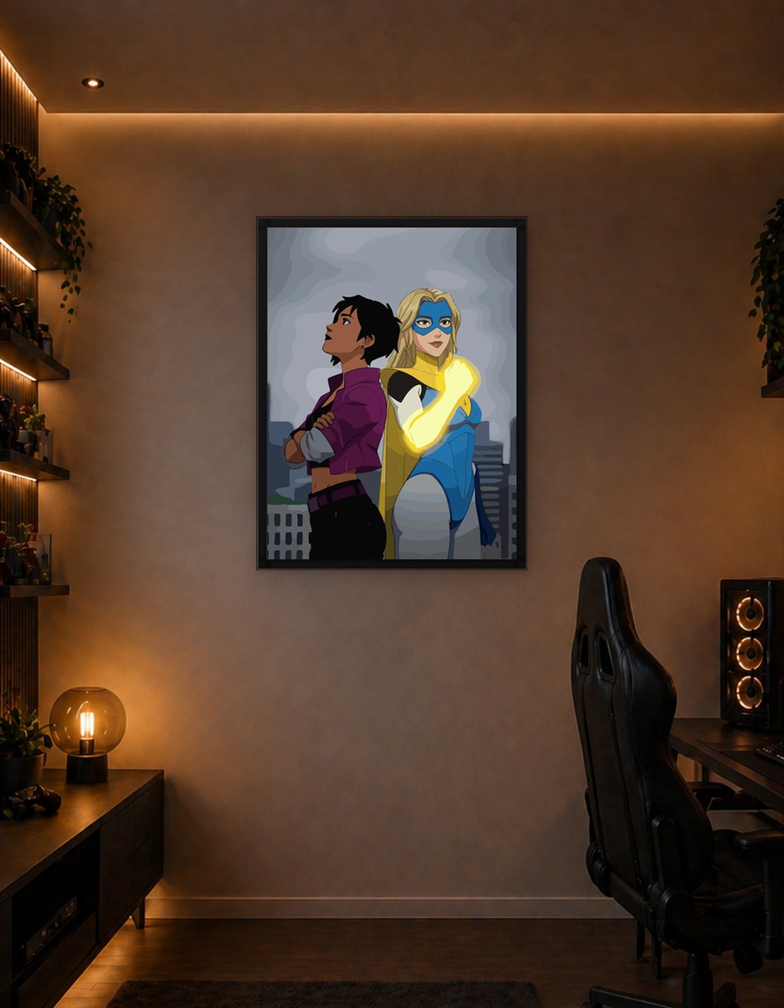 Two Heroines Back-to-Back Cityscape