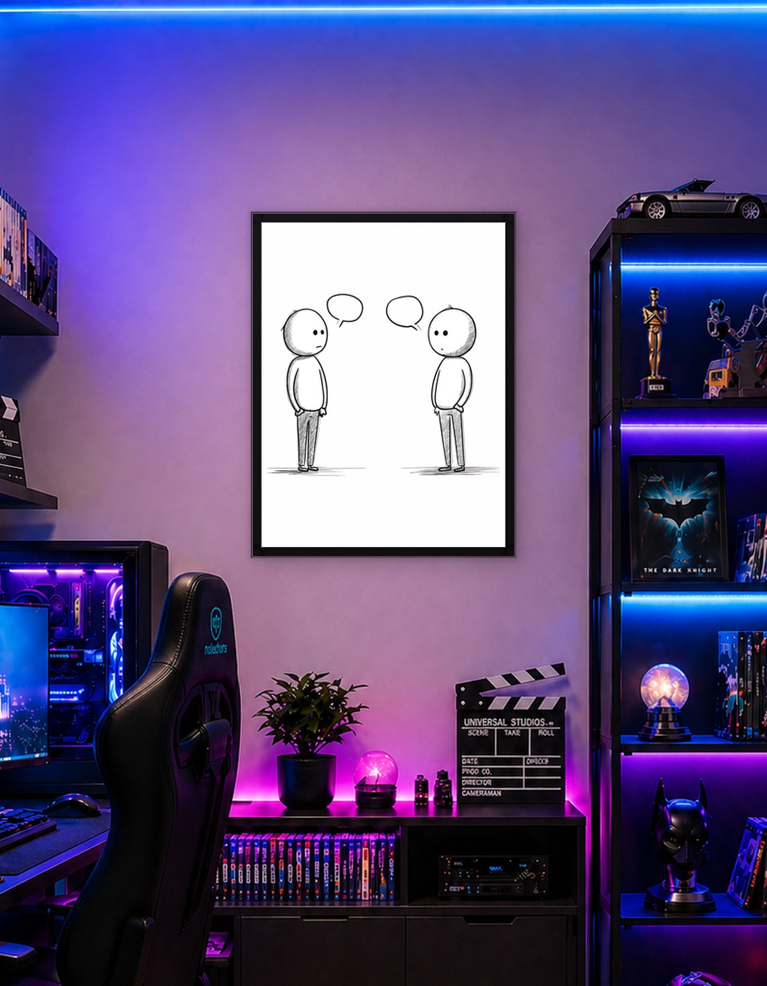 Two Stick Figures Thinking