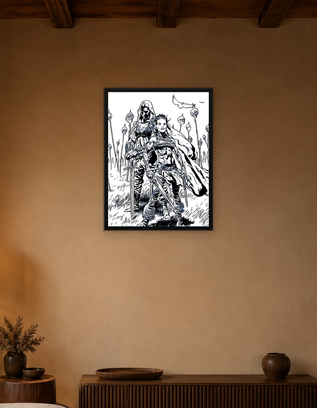 Warrior Duo in a Grim Landscape