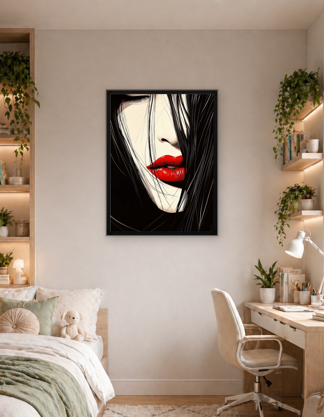 Woman with Red Lips