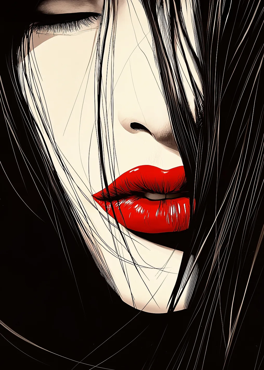 Woman with Red Lips