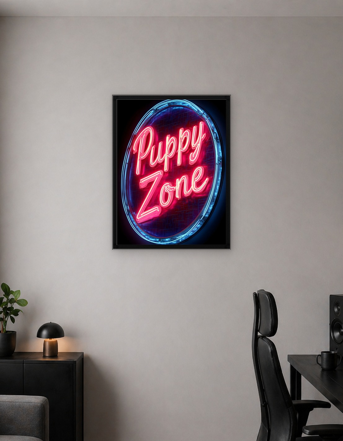 Puppy Zone - Neon Sign Art Poster