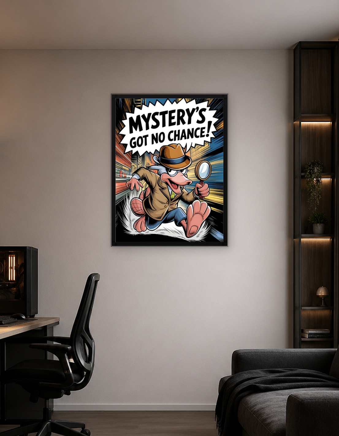 Platypus Detective Comic Style Illustration