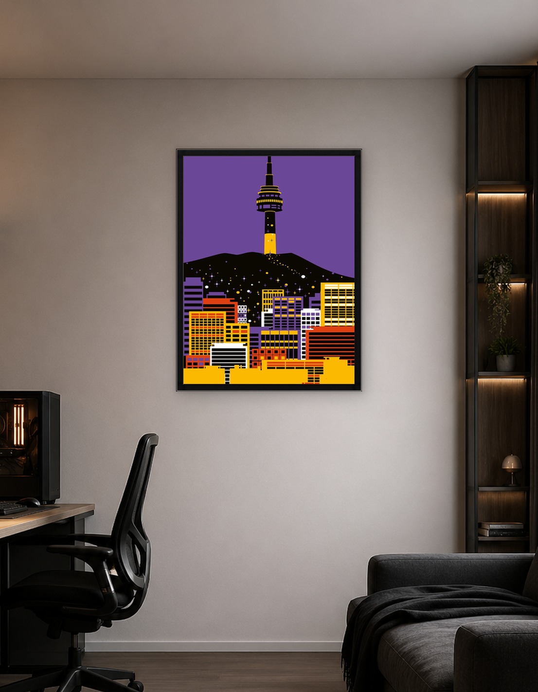 Seoul Tower cityscape illustration