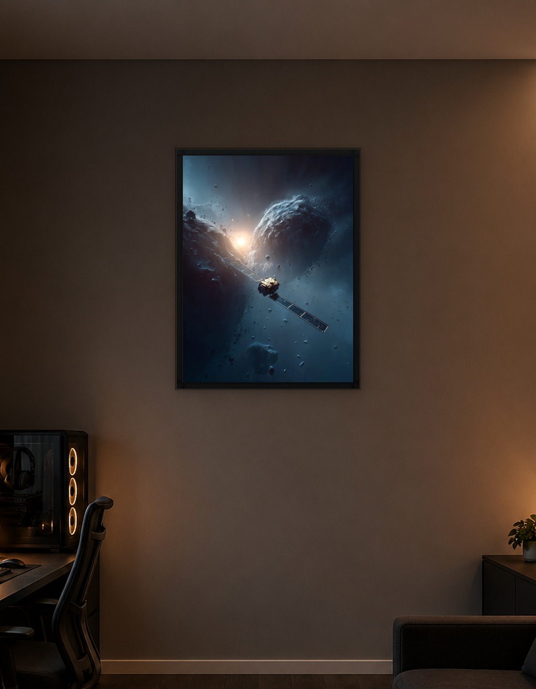 Spacecraft Navigating Asteroid Field