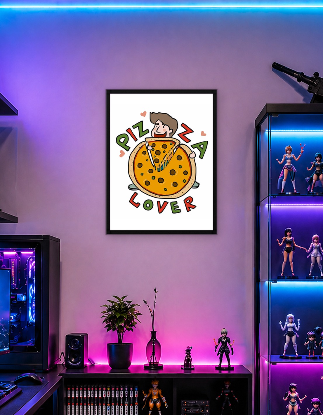 Pizza lover man catoon