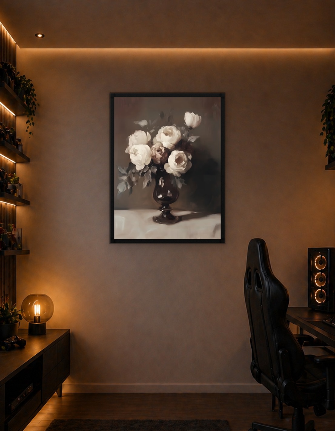 Still Life of White Roses in a Vase