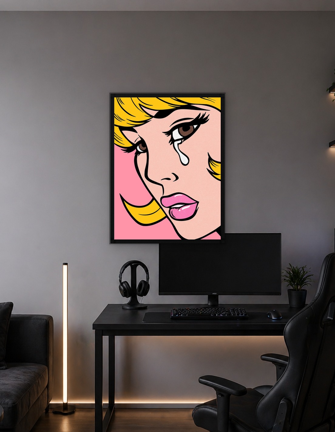 Pop Art Crying Woman Close-Up