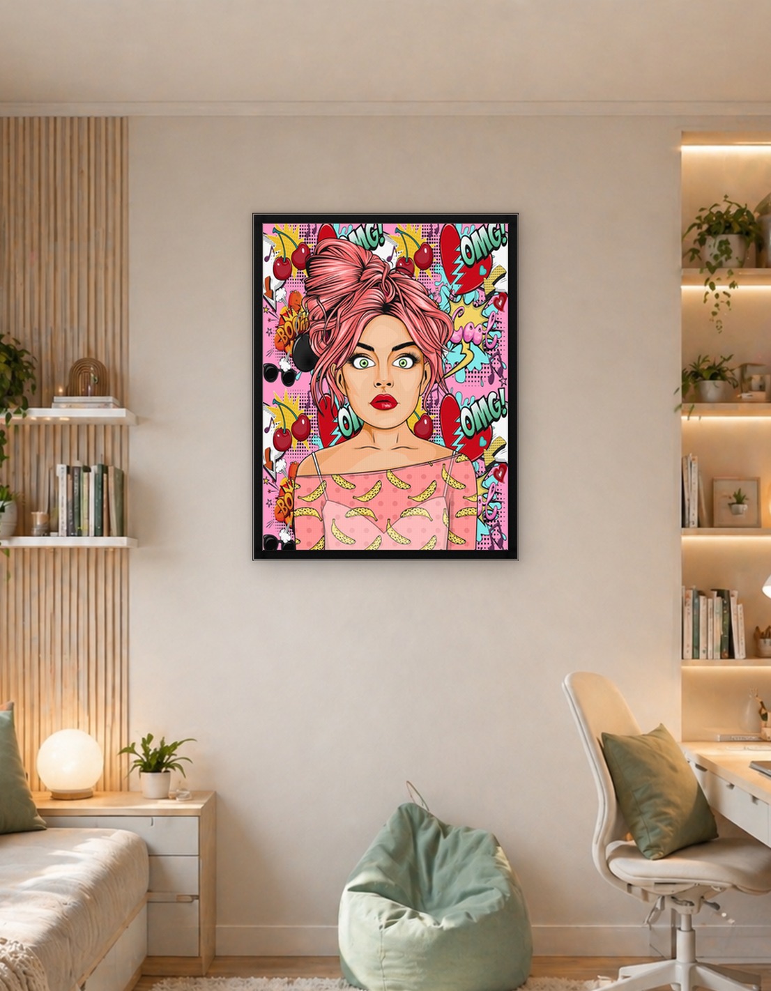 Pop Art Girl with Cherries