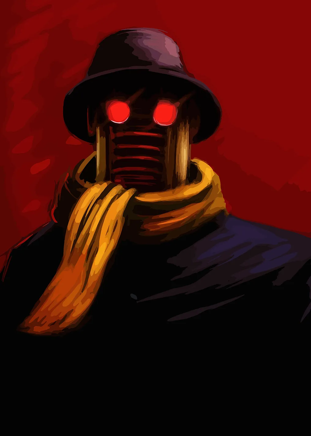 Robot in Hat and Scarf Portrait