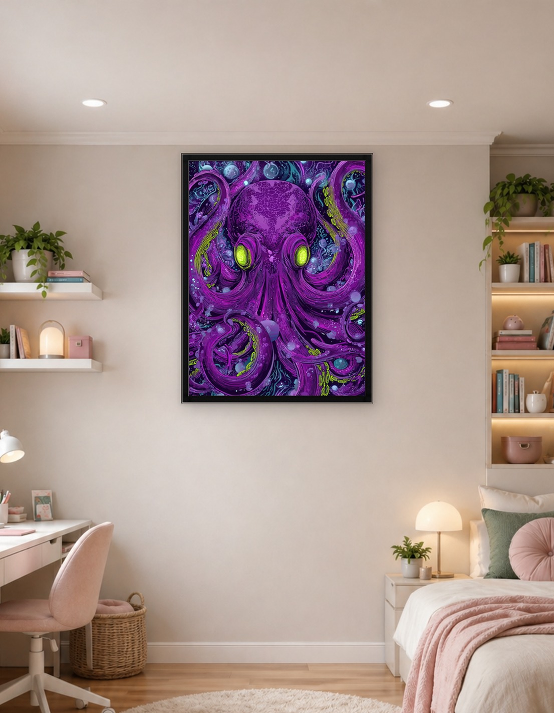 Psychedelic Purple Octopus in Space