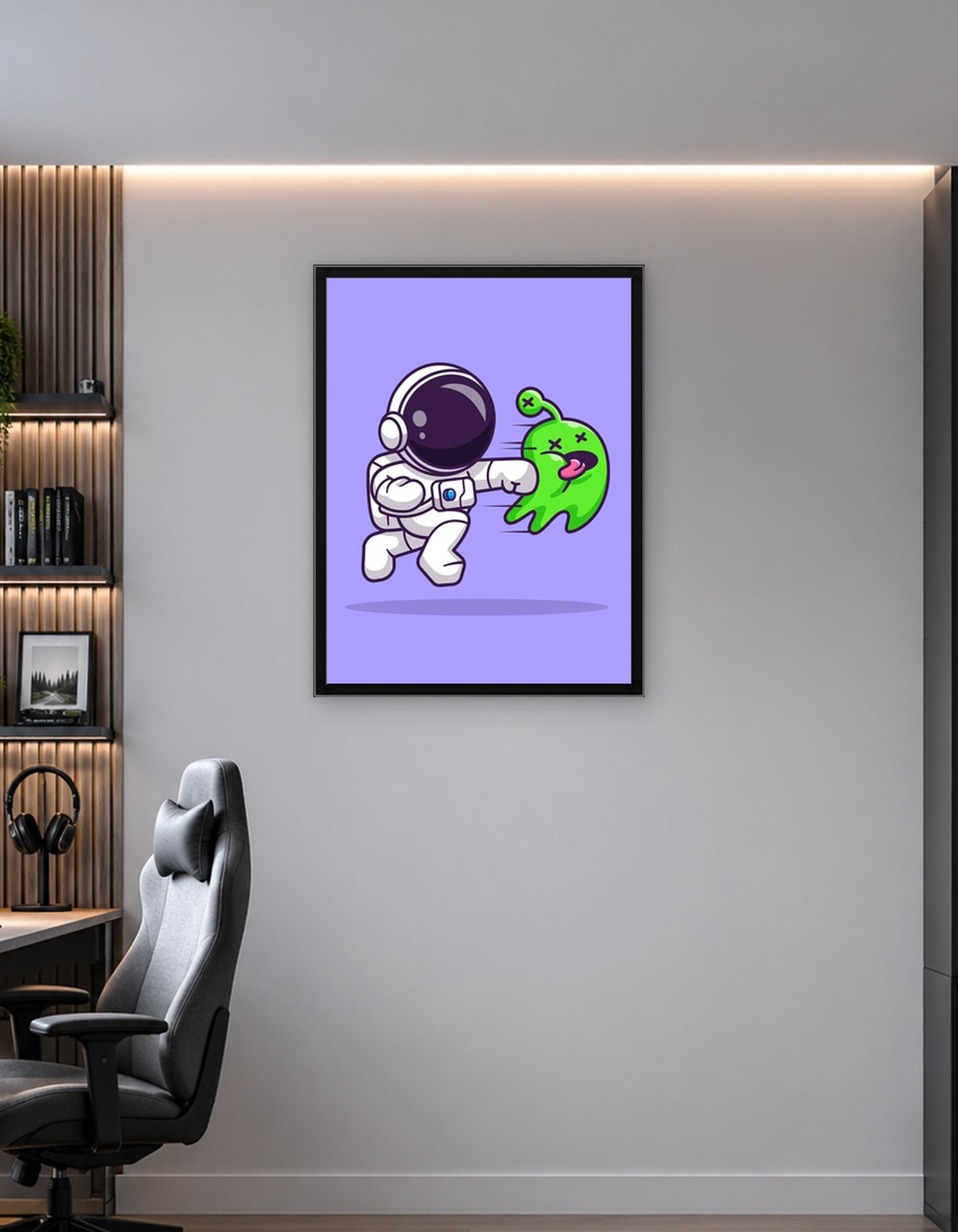 Smashing alien cartoon