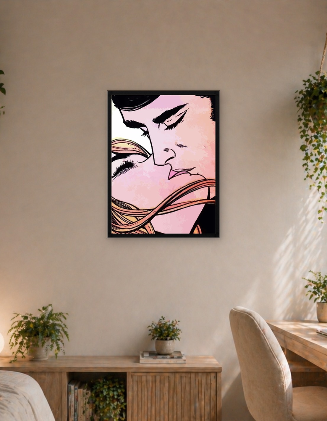Romantic Comic Art Kiss