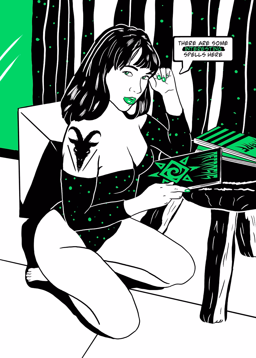 Sexy comic girl with book