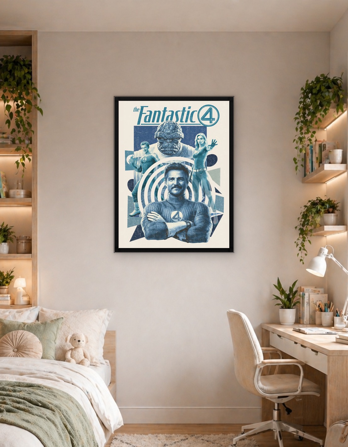 The Fantastic Four First Steps Retro Blue Poster