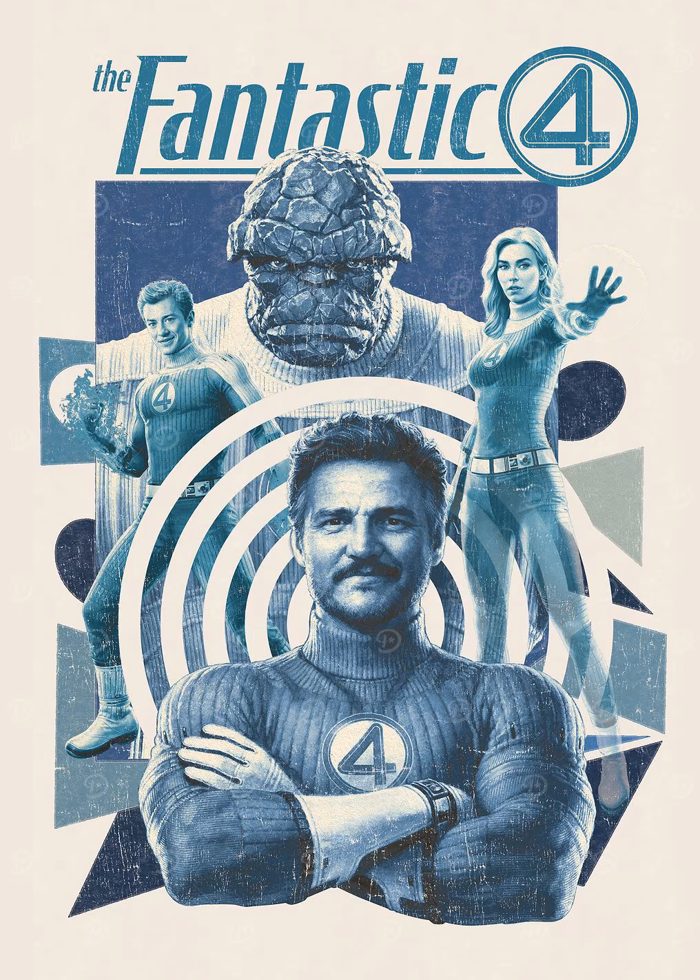 The Fantastic Four First Steps Retro Blue Poster