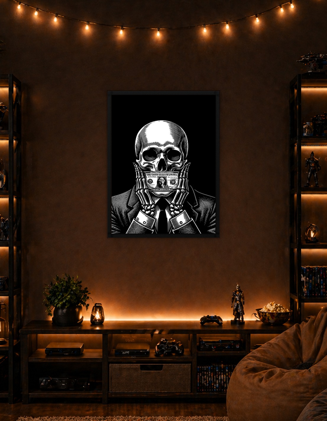 Skeleton Holding Dollar