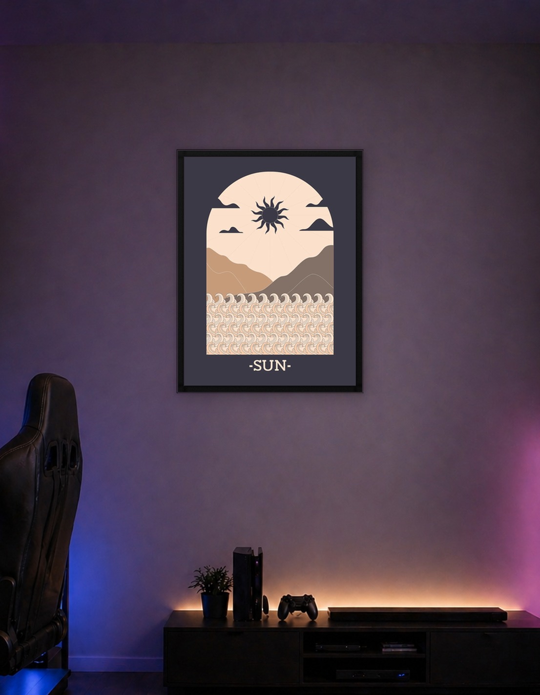 Sun & Waves Minimalist Art