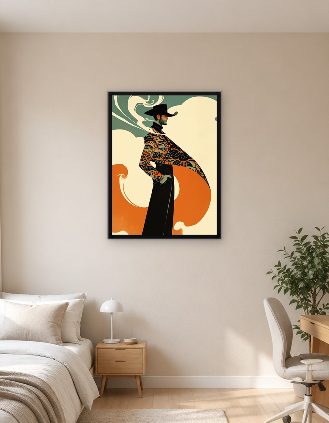 Stylish Cowboy with Patterned Cape