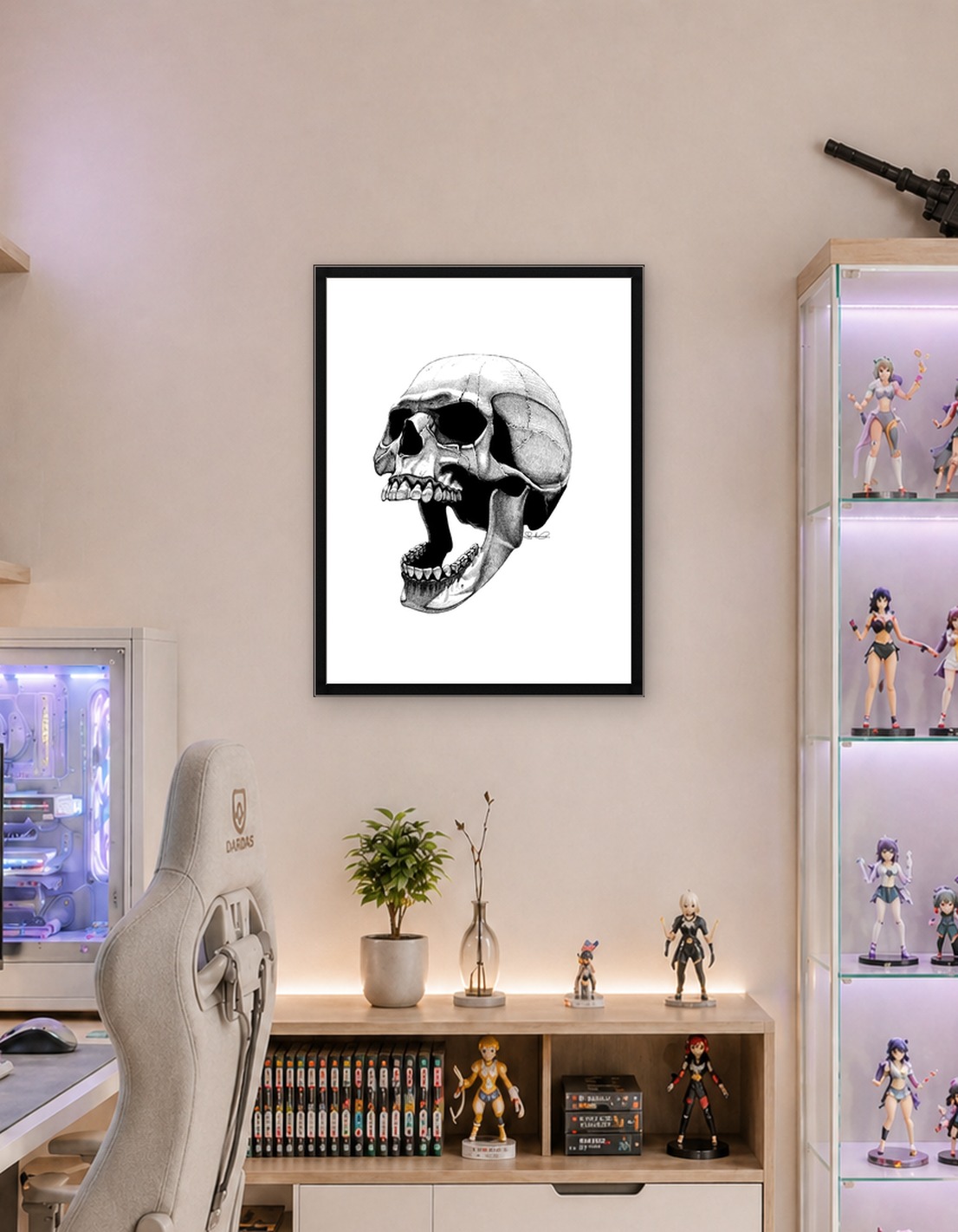Skull with Open Jaw Illustration