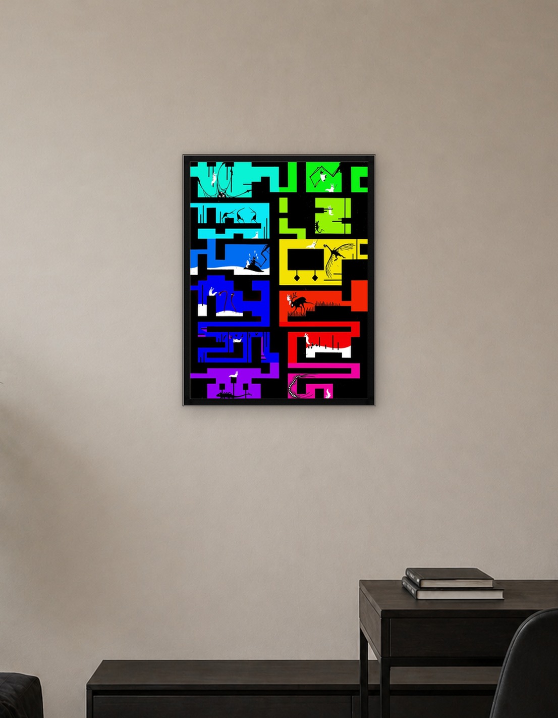 Abstract Creatures in Colorful Maze