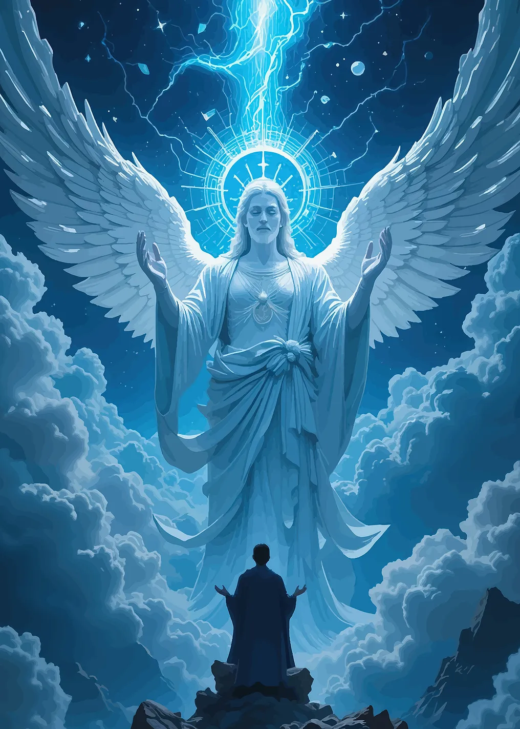 Angel and Worshipper in Cosmic Lightning