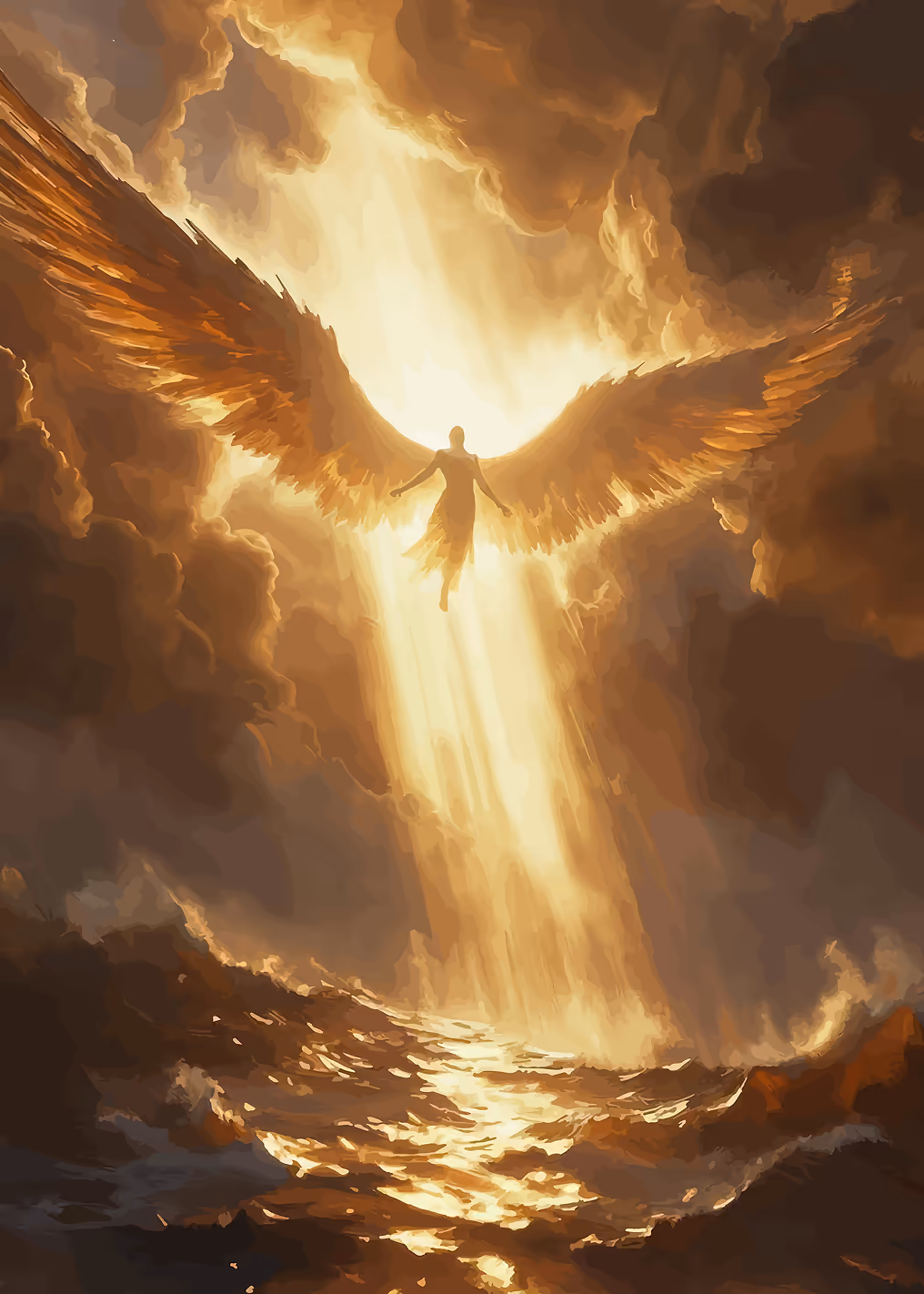 Angel Descending Through Clouds