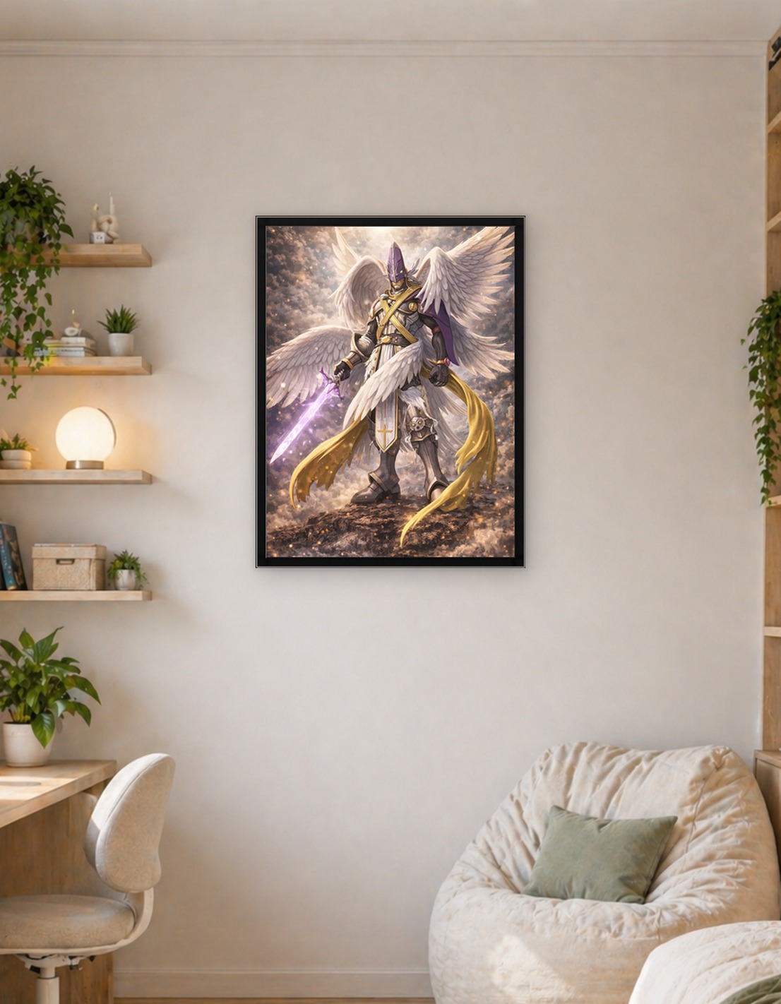 Angelic Warrior with Glowing Sword