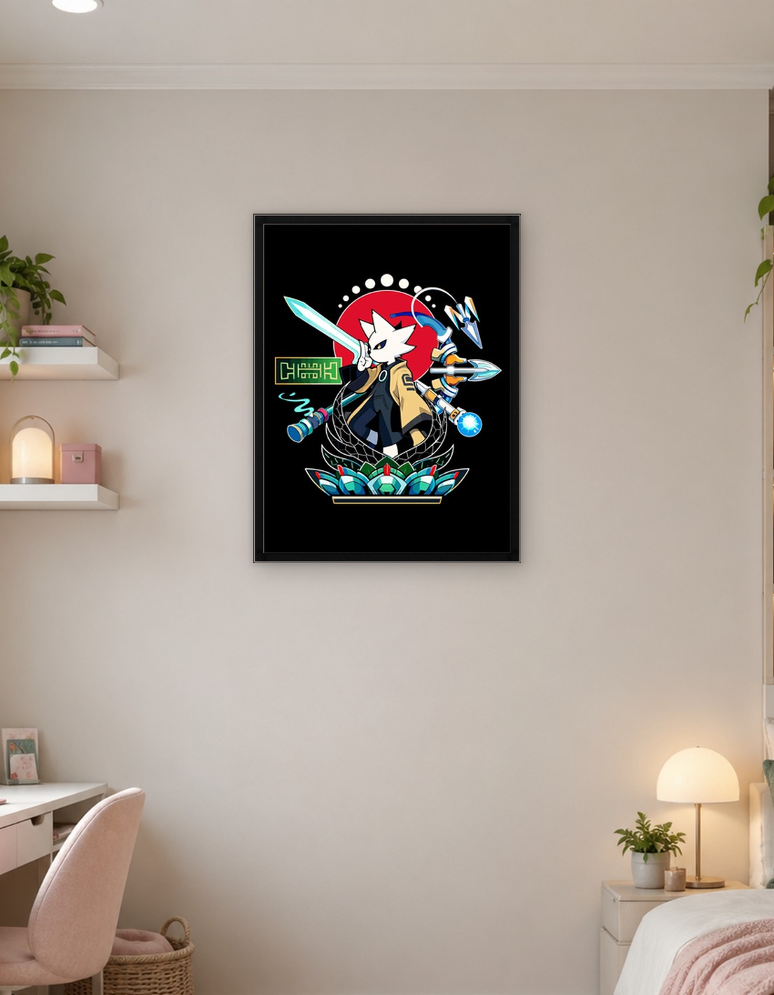 Anime Cat Warrior with Weapons