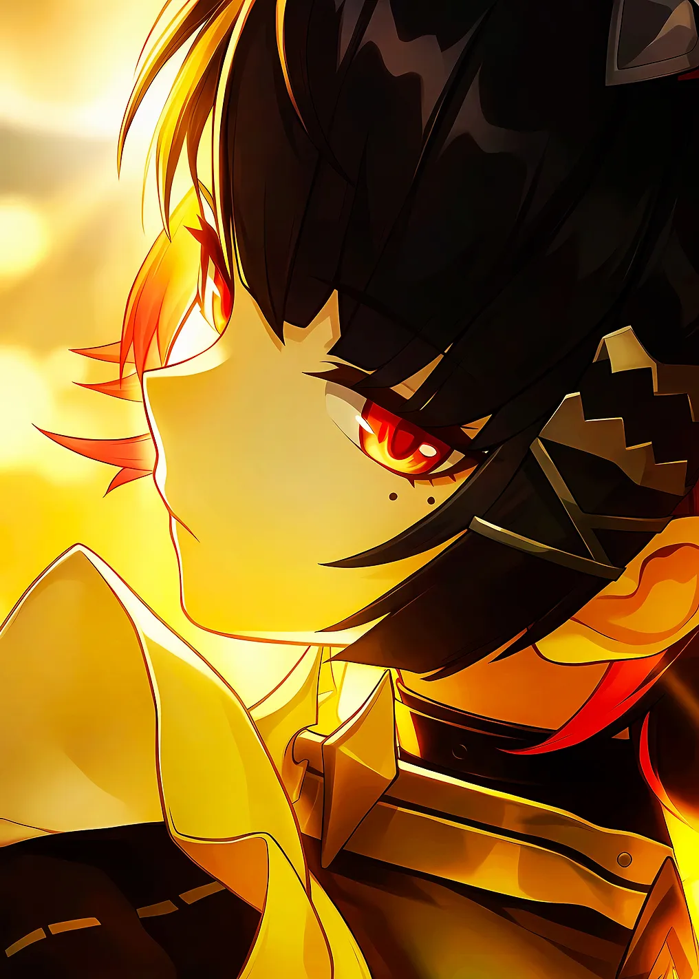 Anime Girl with Fiery Eyes