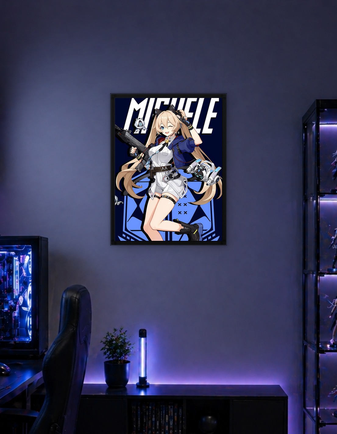 Anime Girl with Gun and Robots