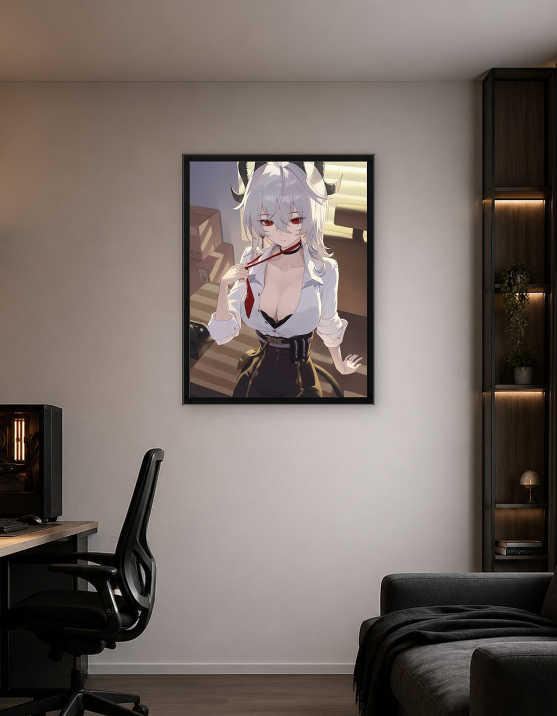 Anime Demon Girl in Office Attire