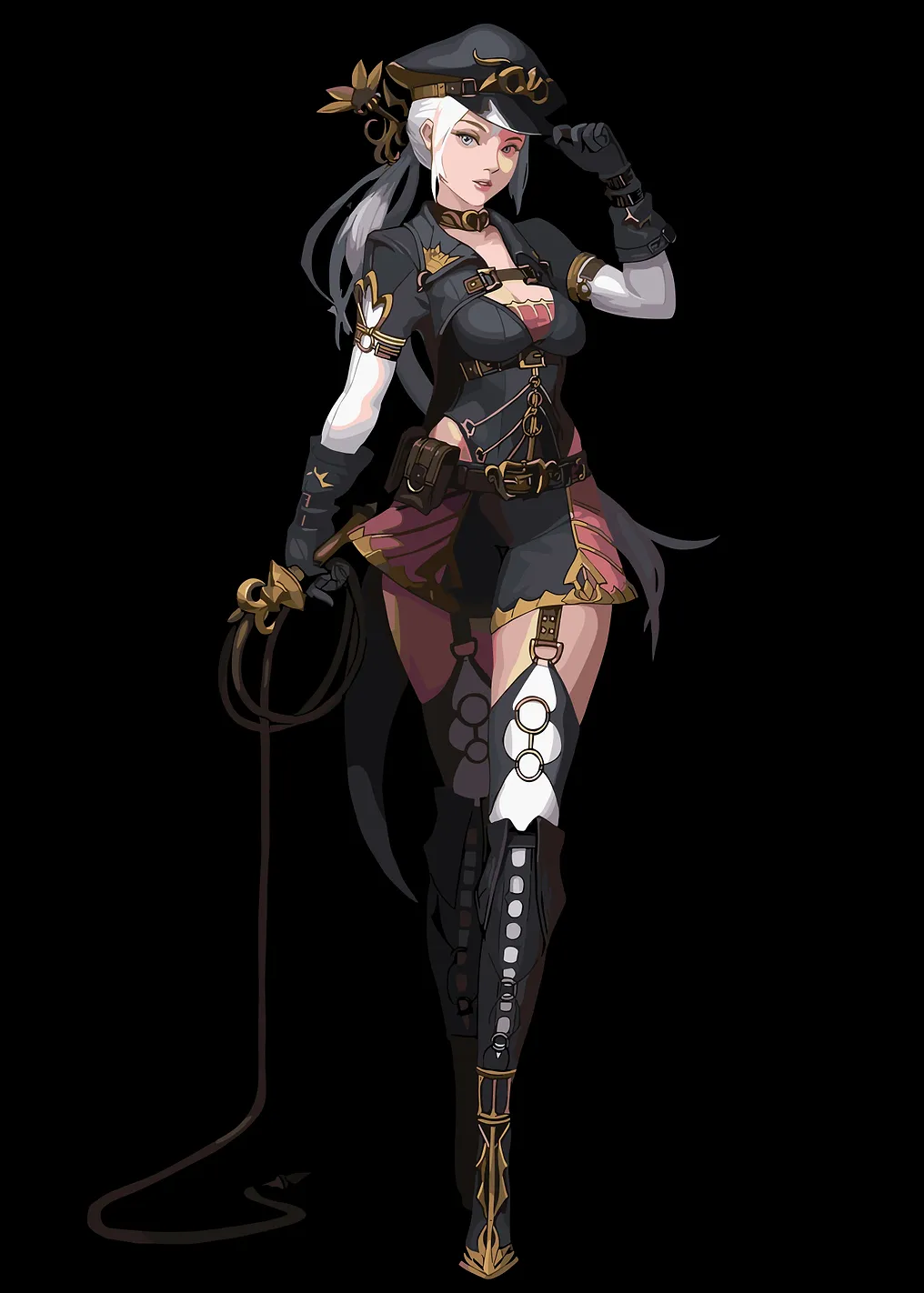 Anime Woman with Whip and Hat