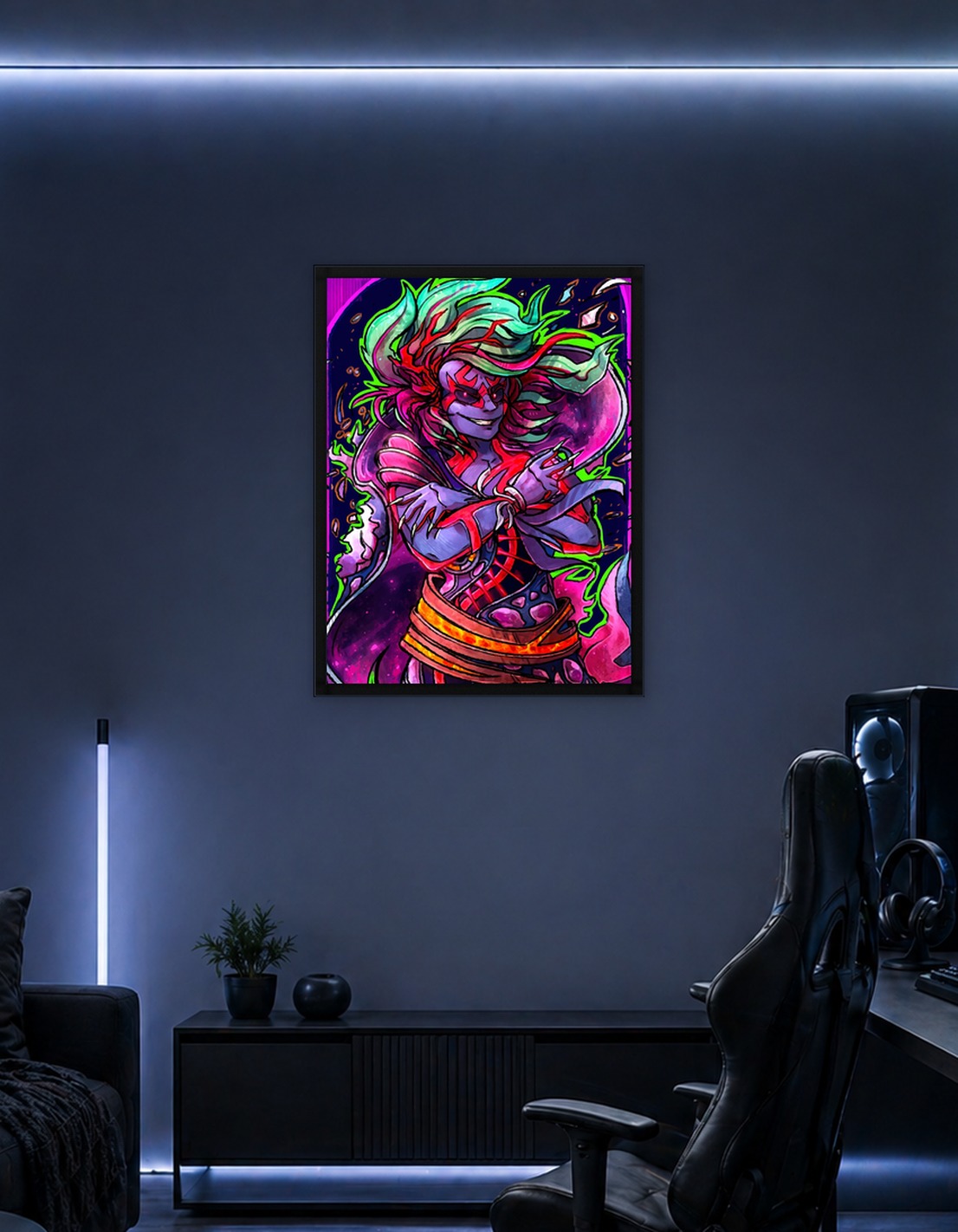 Anime Character with Fiery Hair and Mask