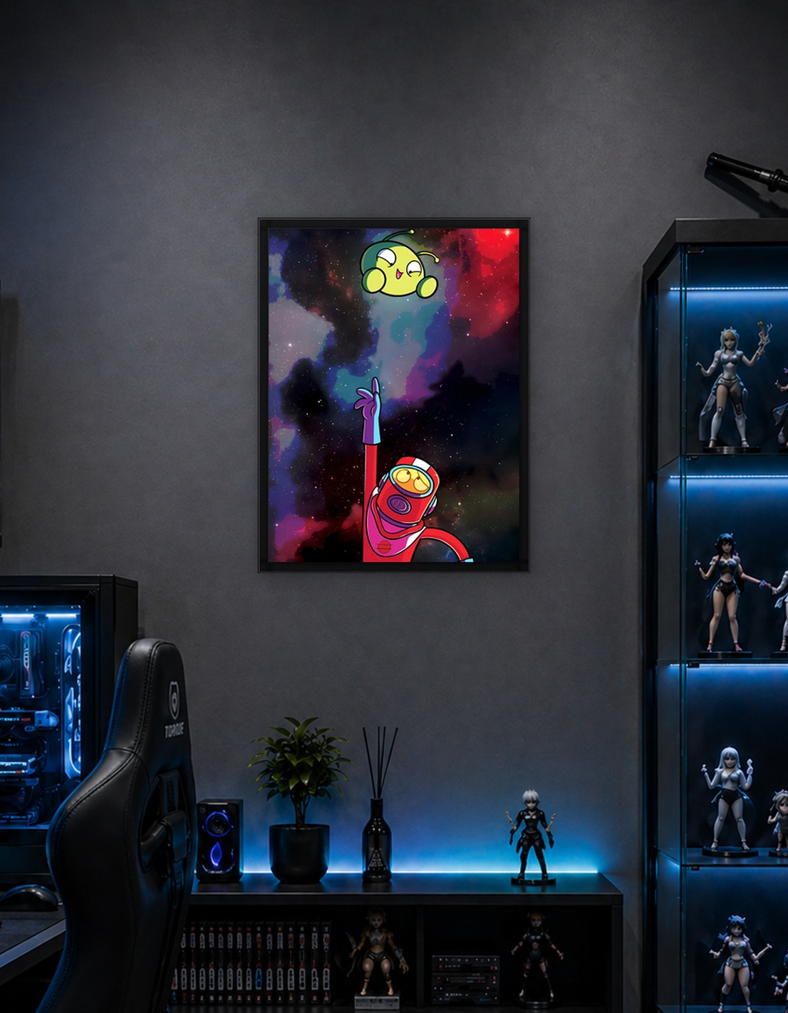 Astronaut Reaching for Alien in Space