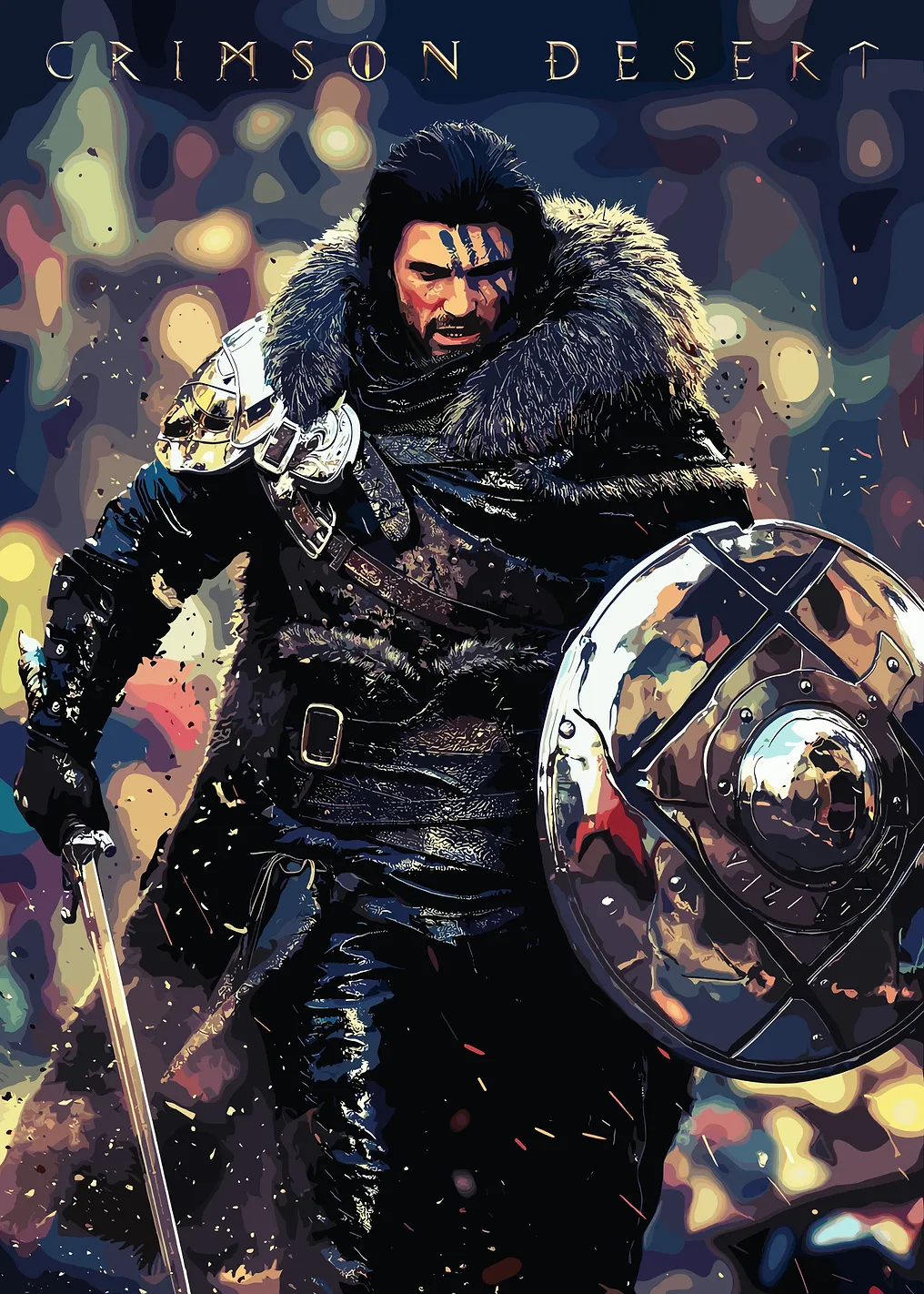 Crimson Desert Warrior with Sword and Shield - 9911775