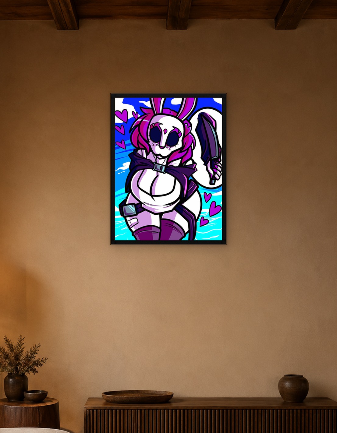 Bunny girl with knife and hearts