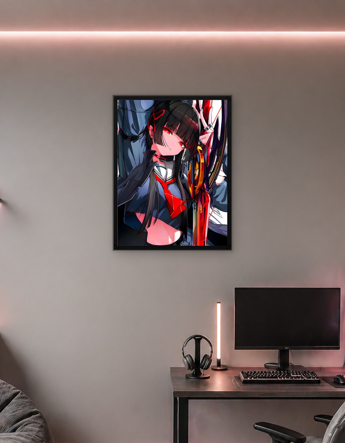Anime Girl with Red Eyes and Sword
