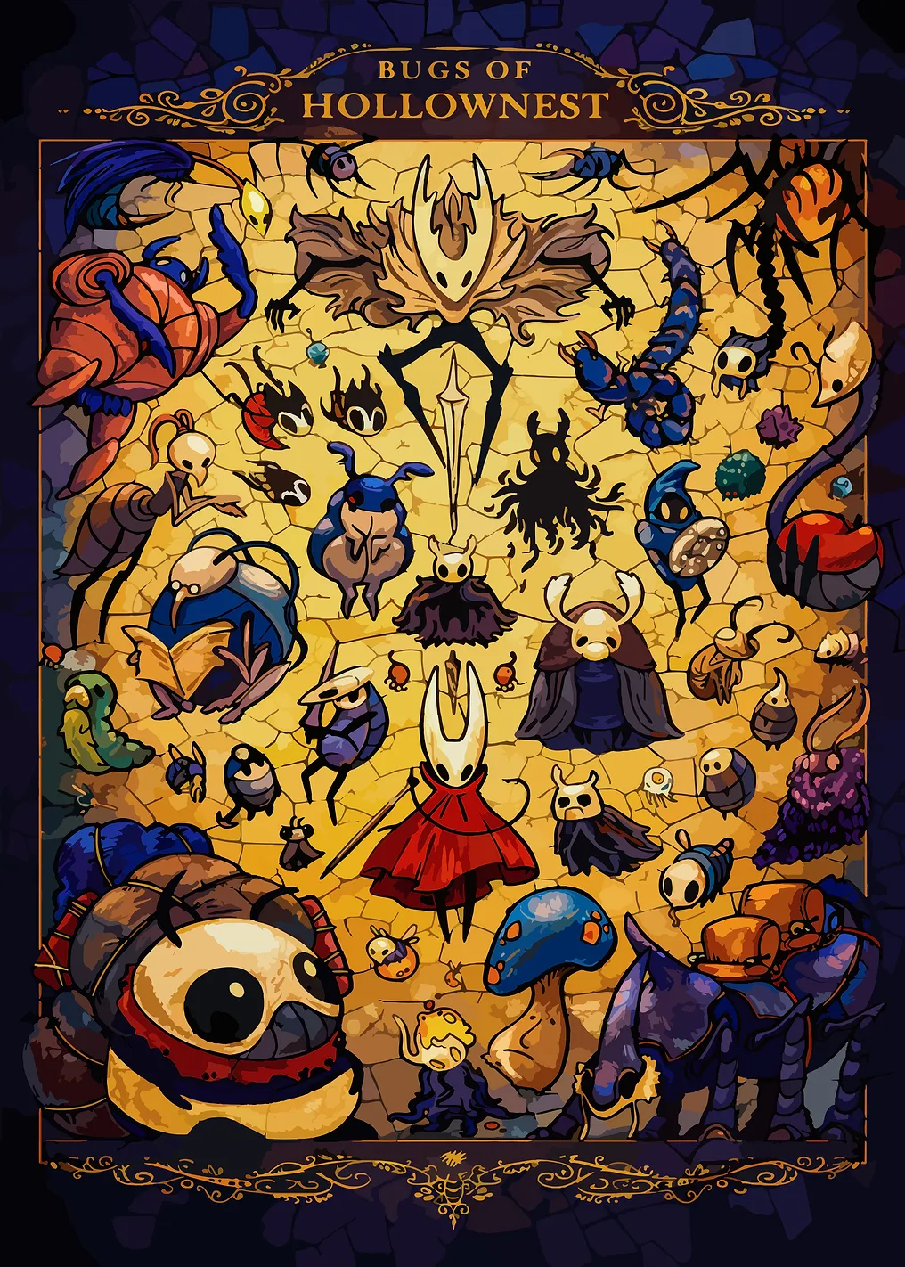 Bugs of Hallownest Stained Glass