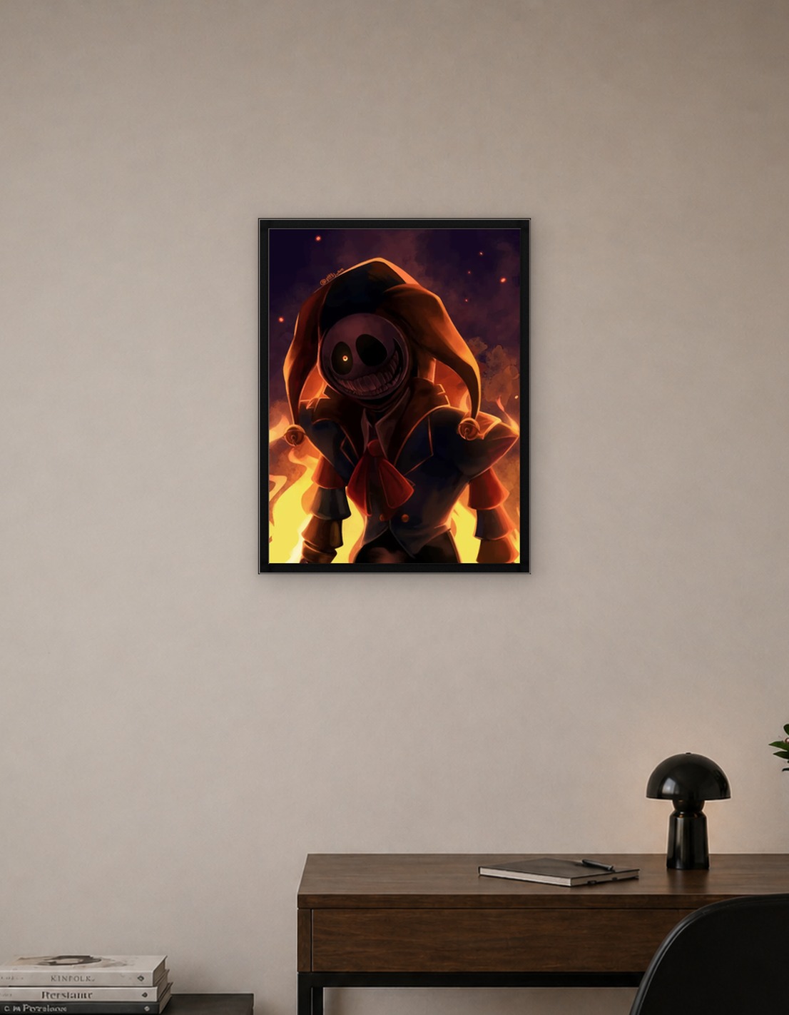 Creepy Jester in Flames