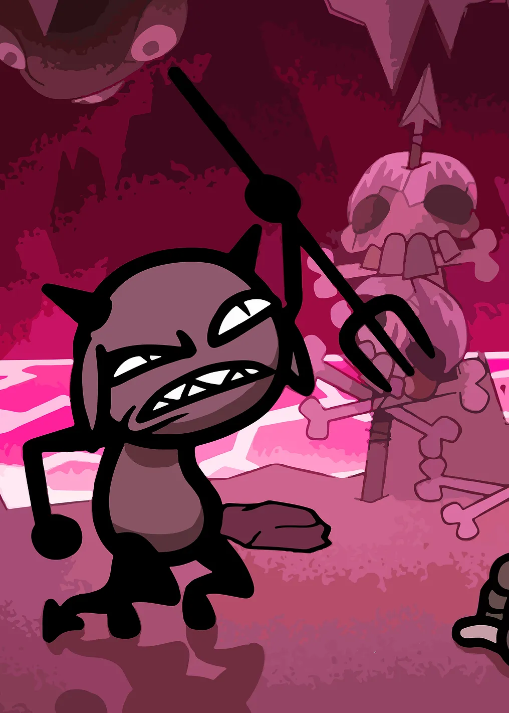Angry Devil Character with Pitchfork