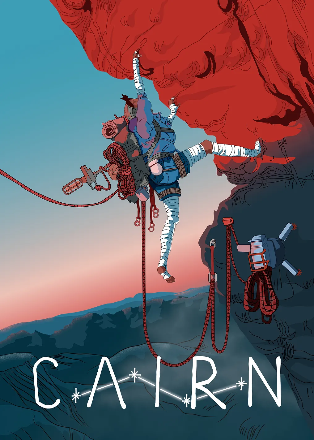 Climber Ascending Red Rock Face Cairn game