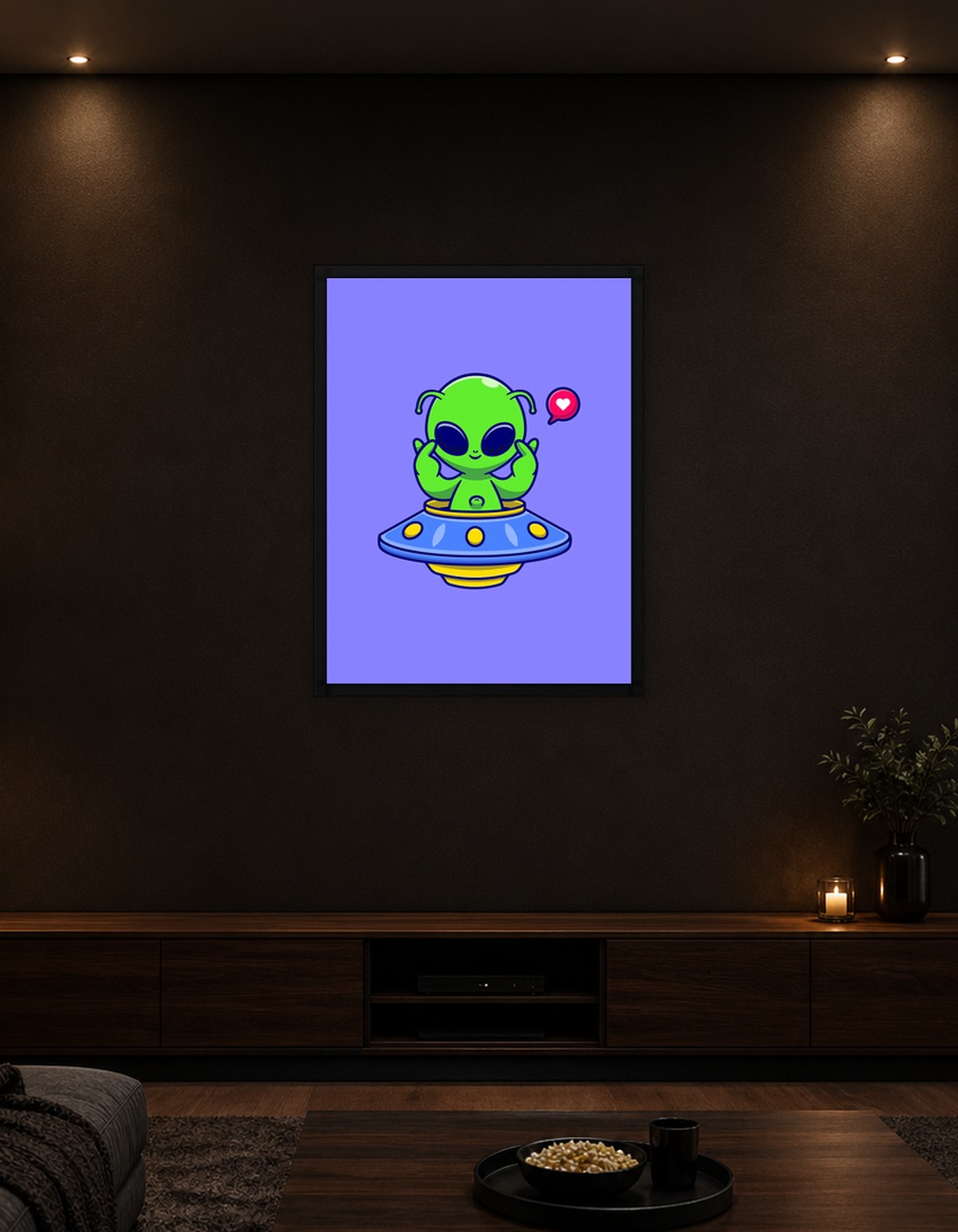 alien riding ufo with love