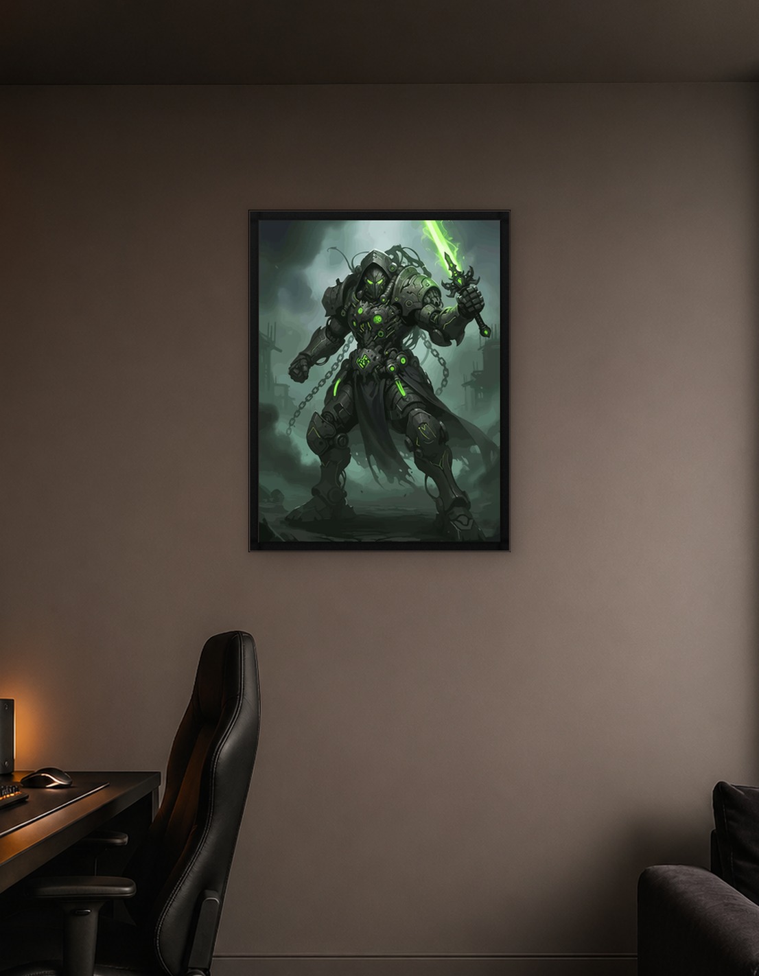 Cybernetic Warrior with Glowing Sword
