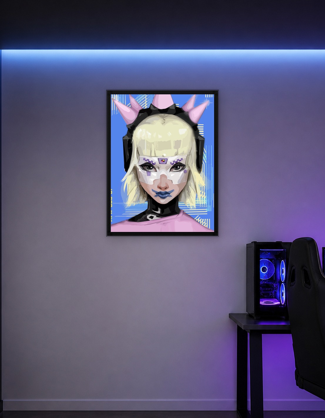 Cyberpunk Anime Girl with Pink Spikes