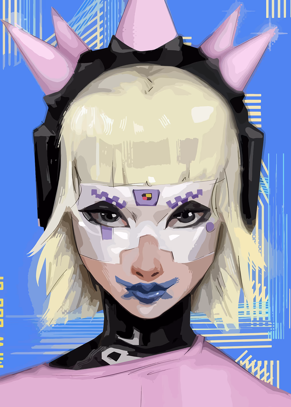 Cyberpunk Anime Girl with Pink Spikes
