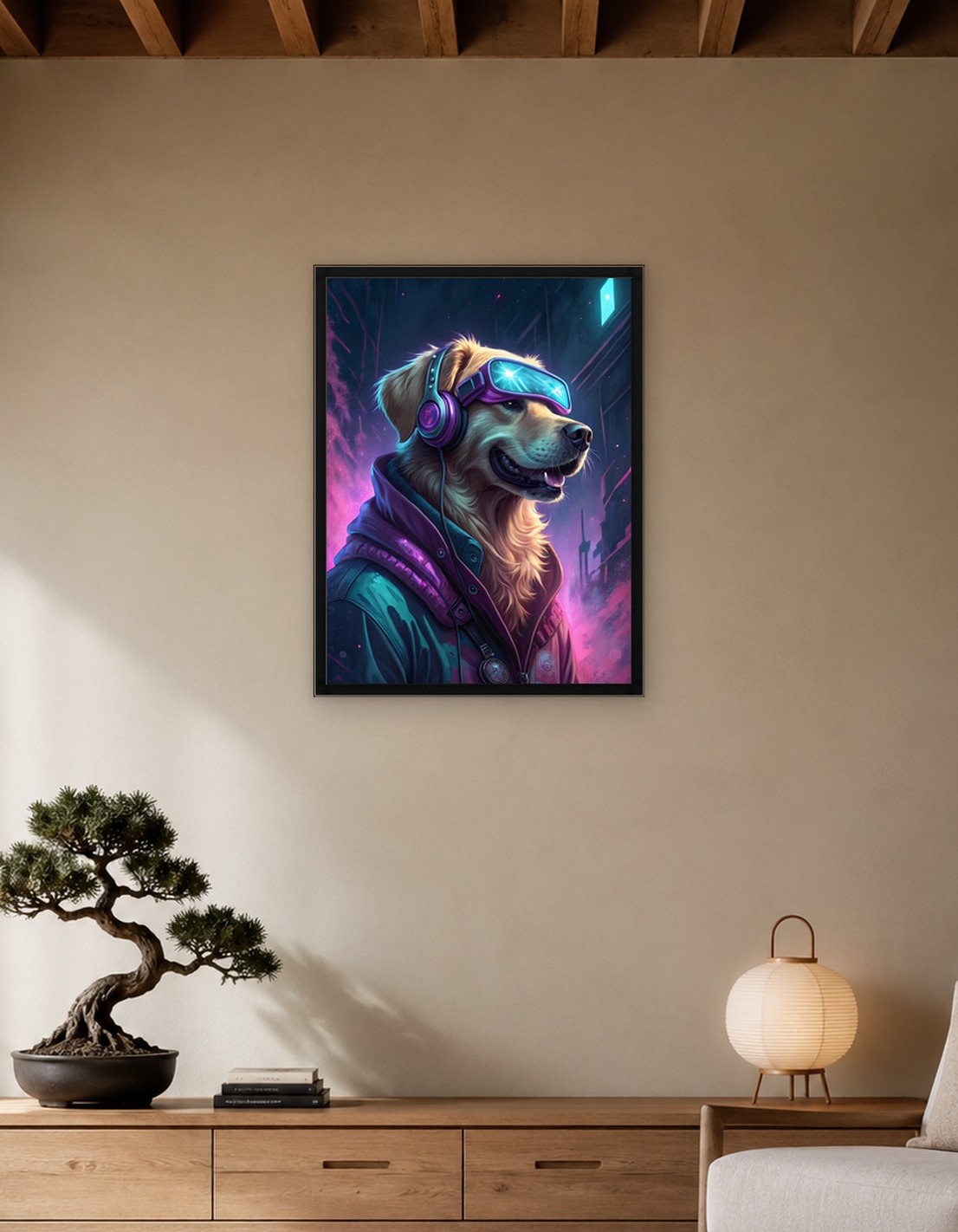 Cyberpunk Dog with VR Headset